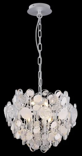 Светильник подвесной DESEO SP6 D460 SILVER Crystal Lux белый прозрачный 6 ламп, основание серебряное в стиле арт-деко  фото 4